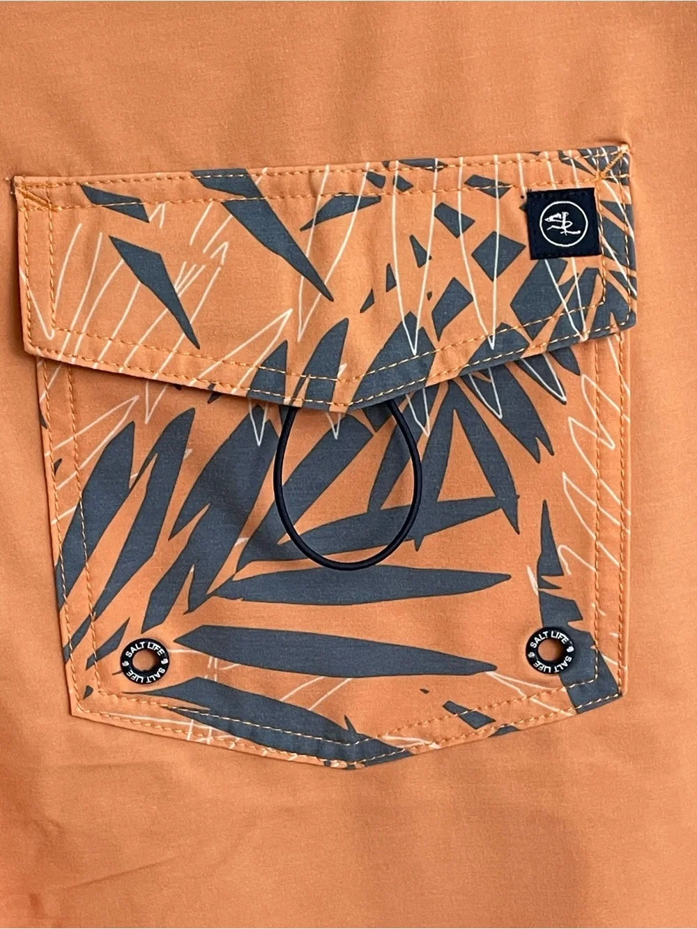 Salt Life Men's Slate Blue & Coral Board Shorts with Palm Accent